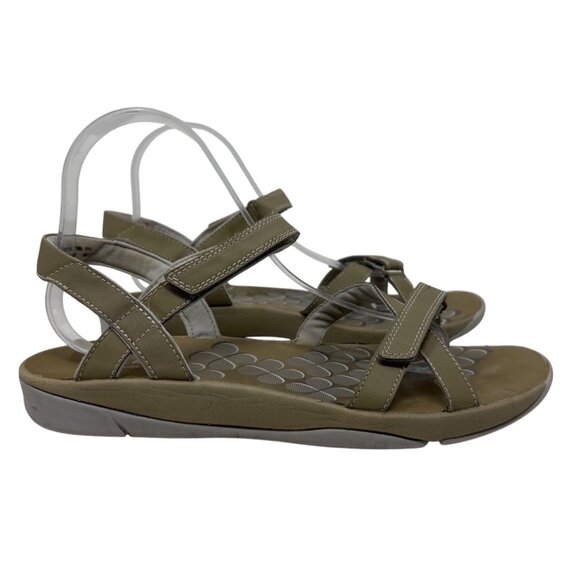 Clarks Womens Strappy Adjustable Sandals Size 7 Beige Cushioned Footbed Comforta - Picture 1 of 10